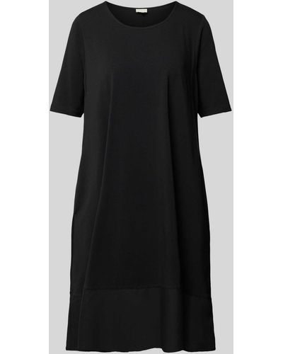 Milano Italy Knielanges T-Shirt-Kleid mit Rundhalsausschnitt - Schwarz