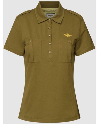 Aeronautica Militare Poloshirt mit Label-Stitching - Grün