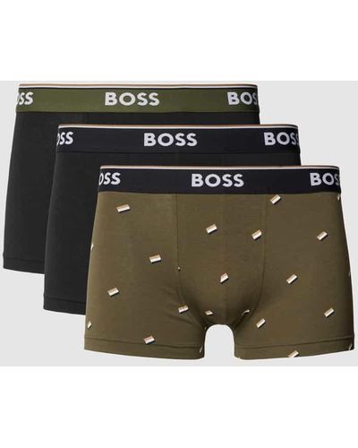 BOSS Trunks mit elastischem Label-Bund im 3er-Pack - Grün