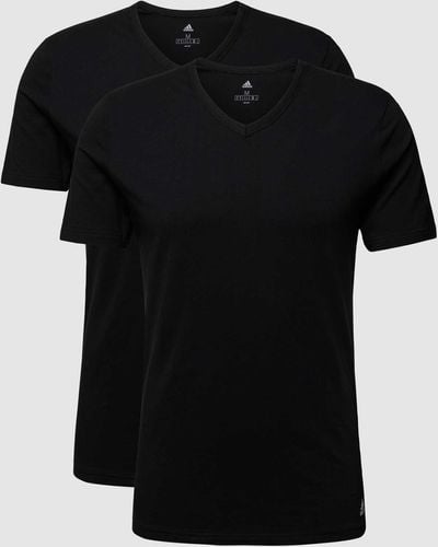 adidas T-Shirt mit Label-Print im 2er-Pack - Schwarz