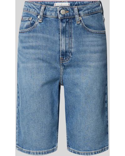 Tommy Hilfiger Korte Slim Fit Jeans Met Labeldetail - Blauw