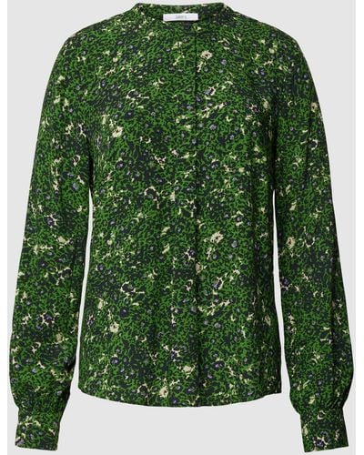 Jake*s Bluse aus Viskose mit floralem Muster und verdeckter Knopfleiste - Grün