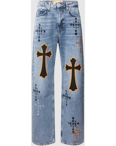 Review Baggy Jeans Met Crucifix-kruisprint - Blauw