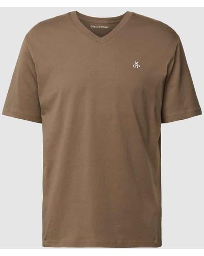 Marc O' Polo T-Shirt mit V-Ausschnitt - Braun