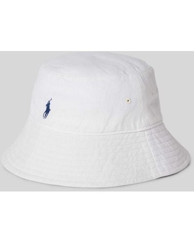 Polo Ralph Lauren Bucket Hat aus Leinen mit Label-Detail - Weiß