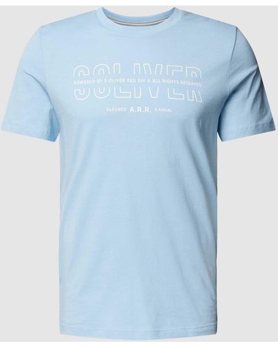 S.oliver T-shirt Met Labelprint - Blauw
