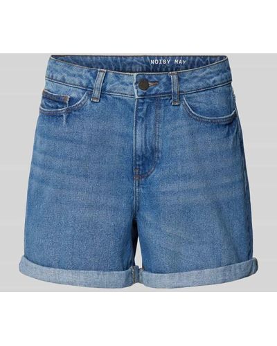 Noisy May Regular Fit Jeansshorts im 5-Pocket-Design Modell 'SMILEY' - Blau