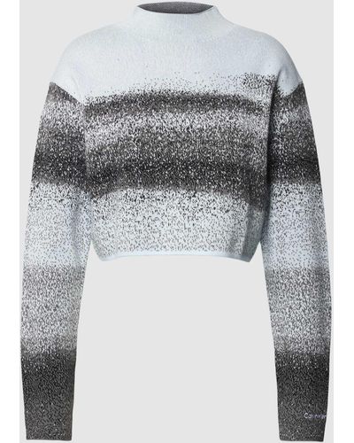 Calvin Klein Korte Gebreide Pullover Met All-over Motief - Grijs
