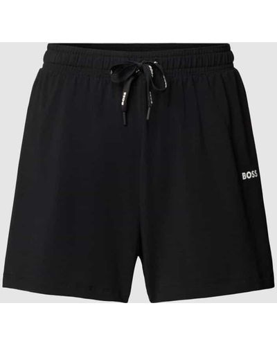 BOSS Regular Fit Pyjama-Shorts mit Label-Print - Schwarz