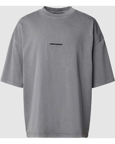 PEGADOR Boxy Fit T-shirt Met Labelstitching - Grijs