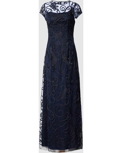 Luxuar Abendkleid mit Stickereien - Blau