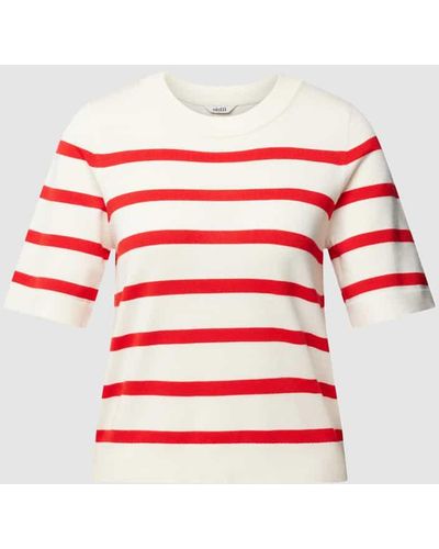 Mbym T-Shirt mit Streifenmuster Modell 'Carla' - Rot