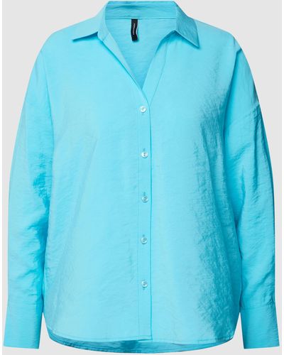 Vero Moda Oversized Bluse mit Umlegekragen Modell 'QUEENY' - Blau