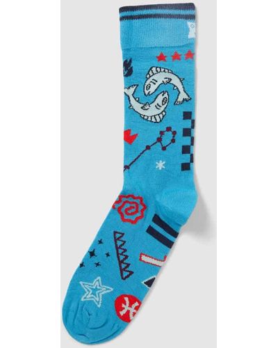 Happy Socks Socken mit Allover-Muster Modell 'Pisces' - Blau
