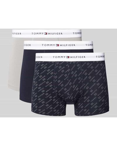 Tommy Hilfiger Trunks mit elastischem Logo-Bund im 3er-Pack - Blau