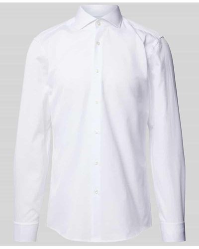BOSS Slim Fit Business-Hemd mit Strukturmuster Modell 'Hank' - Weiß