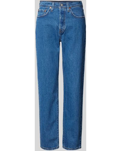 Levi's Regular Fit Jeans mit Gürtelschlaufen Modell '501 CROP JAZZ POP' - Blau