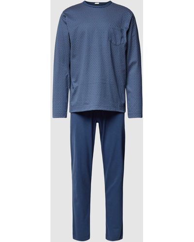 Mey Pyjama mit Brusttasche Modell 'MINIMAL' - Blau