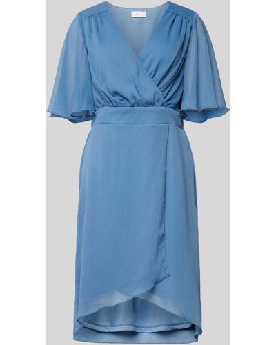 Vila Knielanges Kleid mit V-Ausschnitt Modell 'RILLA' - Blau