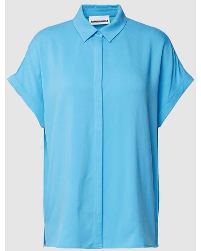 ARMEDANGELS Blusenhemd aus Viskose mit verdeckter Knopfleiste Modell 'ZONJAA' - Blau