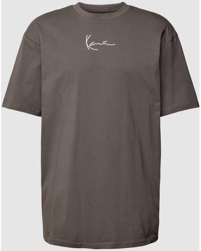 Karlkani T-shirt Met Labelstitching - Grijs