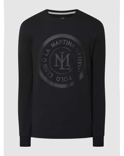La Martina Regular-fit Shirt Met Lange Mouwen Met Logoprint - Zwart