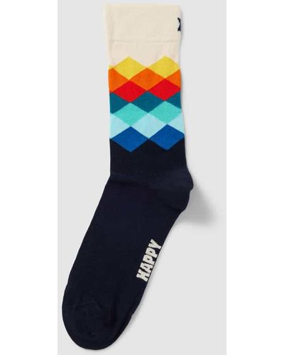 Happy Socks Socken mit grafischem Muster Modell 'Faded Diamond' - Blau
