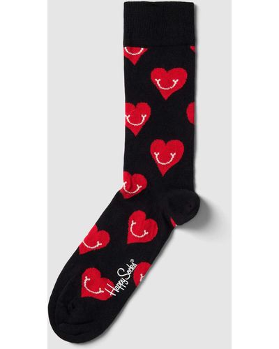 Happy Socks Socken mit Allover-Print Modell 'SMILEY HEART' - Rot
