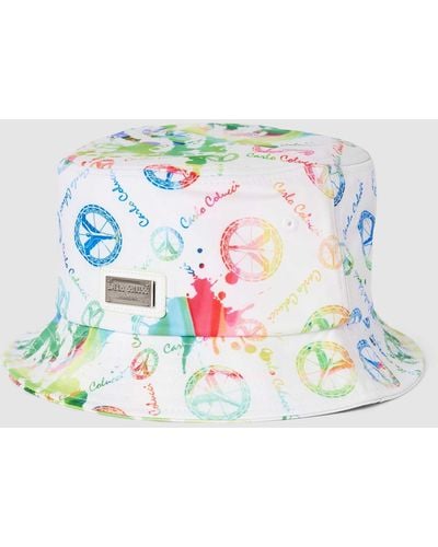 carlo colucci Bucket Hat mit Label- und Motiv-Print Modell 'PEACE' - Mehrfarbig