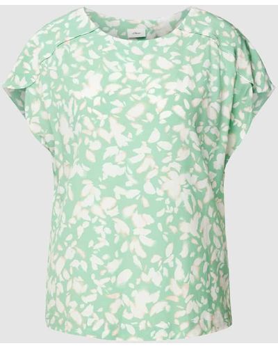 S.oliver Blusenshirt aus Viskose mit Allover-Muster - Grün