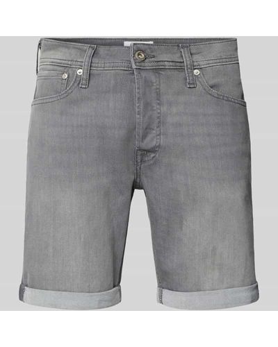 Jack & Jones Regular Fit Jeansshorts im 5-Pocket-Design Modell 'RICK' - Grau