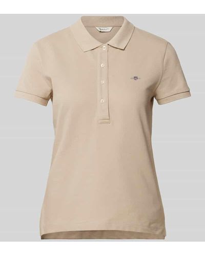 GANT Slim Fit Poloshirt mit Label-Stitching - Natur