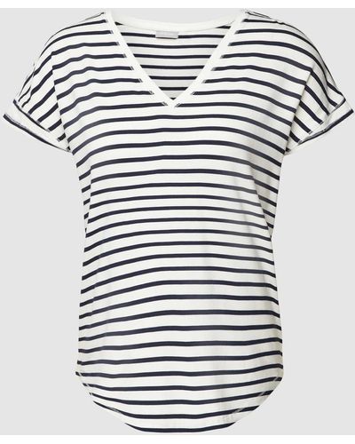 Fransa T-Shirt mit Streifenmuster Modell 'Feporsi' - Weiß