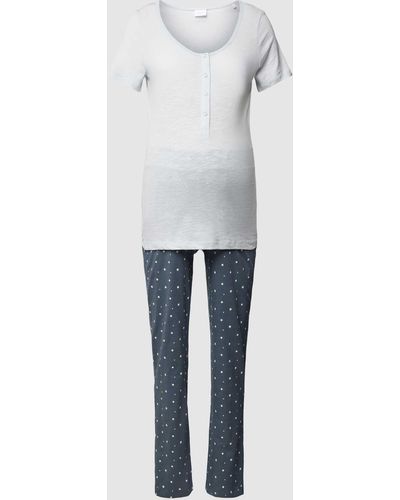 Mama.licious Umstands-Pyjama mit kurzer Druckknopfleiste Modell 'MIRA STAR' - Weiß