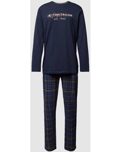 Tom Tailor Pyjama mit Label-Print Modell - Blau