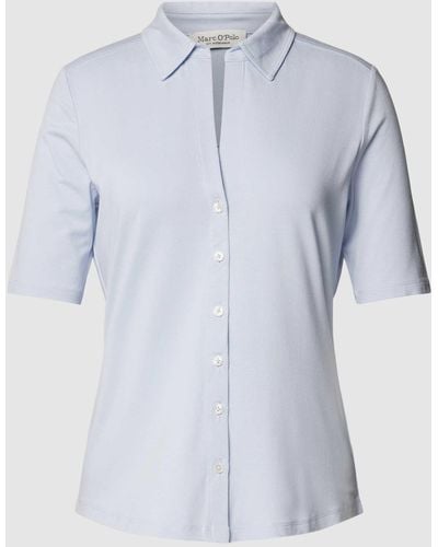 Marc O' Polo T-shirt Met Doorknoopsluiting - Blauw
