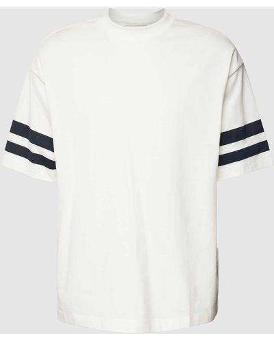 Tom Tailor Denim Oversized T-Shirt mit Kontraststreifen - Weiß