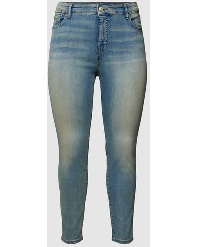 Ralph Lauren PLUS SIZE Tapered Fit Jeans mit Label-Patch Modell 'ANKLE-SKINNY' - Blau