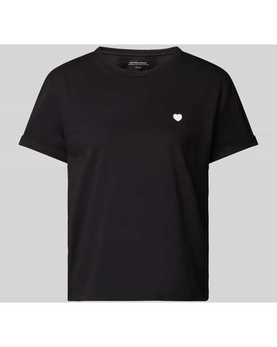 Opus T-Shirt mit Motiv-Stitching Modell 'Serz' - Schwarz