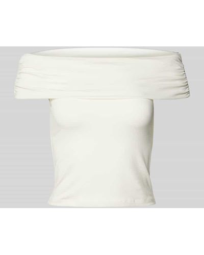 ONLY Off-Shoulder-Shirt in unifarbenem Design Modell 'LIVE LOVE' - Weiß