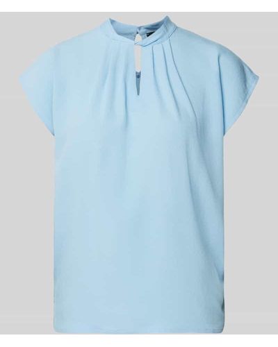 MORE&MORE Blusenshirt mit Schlüsselloch-Ausschnitt - Blau