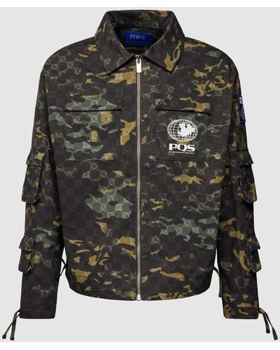 Pequs Jacke mit Camouflage-Muster Modell 'Aether Camo' - Schwarz