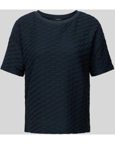Opus T-shirt Met Structuurmotief - Blauw