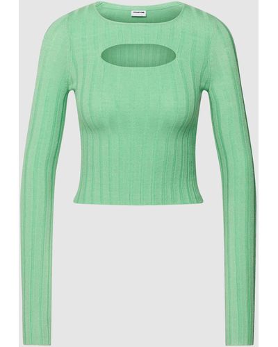 Noisy May Cropped Strickpullover mit Cut Out Modell 'FREY' - Grün