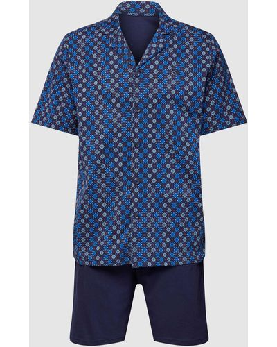 Hom Pyjama mit Allover-Muster Modell 'MARVIN' - Blau