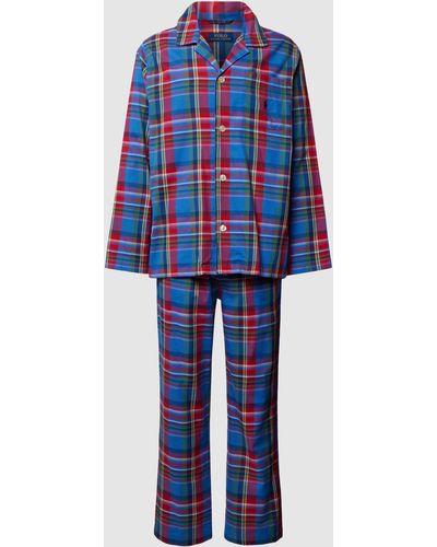 Polo Ralph Lauren Pyjama Met Tartanruit - Blauw