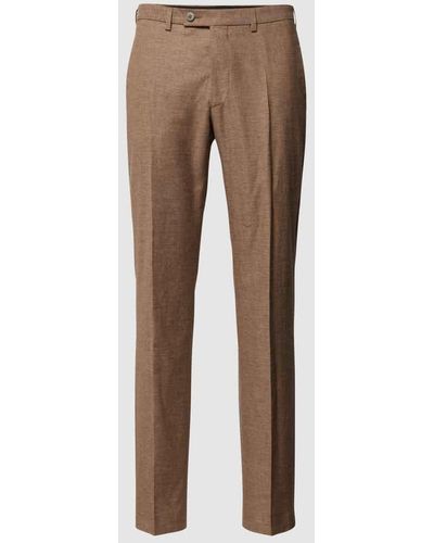 DIGEL Slim Fit Anzughose mit Knopfverschluss Modell 'Franco' - Natur