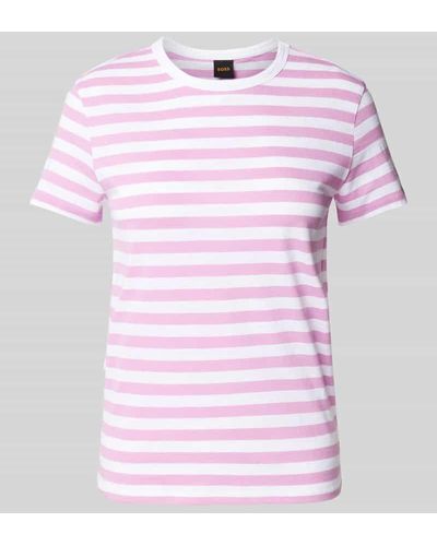 BOSS T-Shirt mit Streifenmuster - Pink