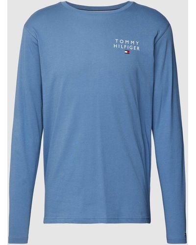 Tommy Hilfiger Shirt Met Lange Mouwen En Label- En Logoprint - Blauw