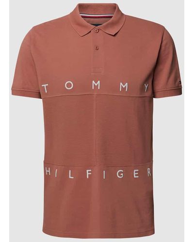 Tommy Hilfiger Regular Fit Poloshirt mit Label-Stitching - Orange